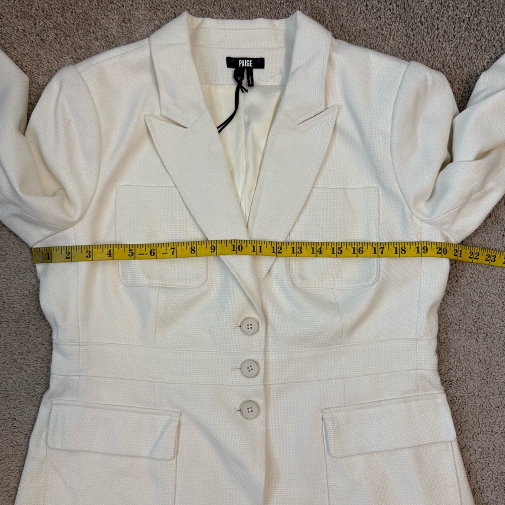 PAIGE Shania Peak Lapel Blazer Ivory Tonal 12 - Picture 10 of 12